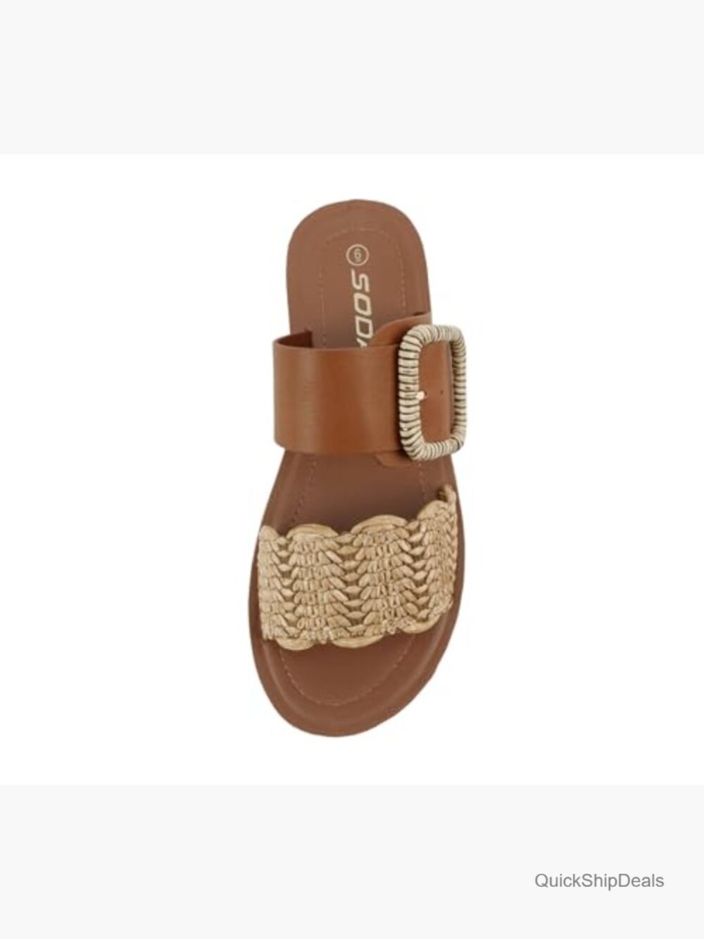 Women Open Toe Raffia Platform Flatform Sandals with Buckle Ankle Strap - Picture 5 of 5